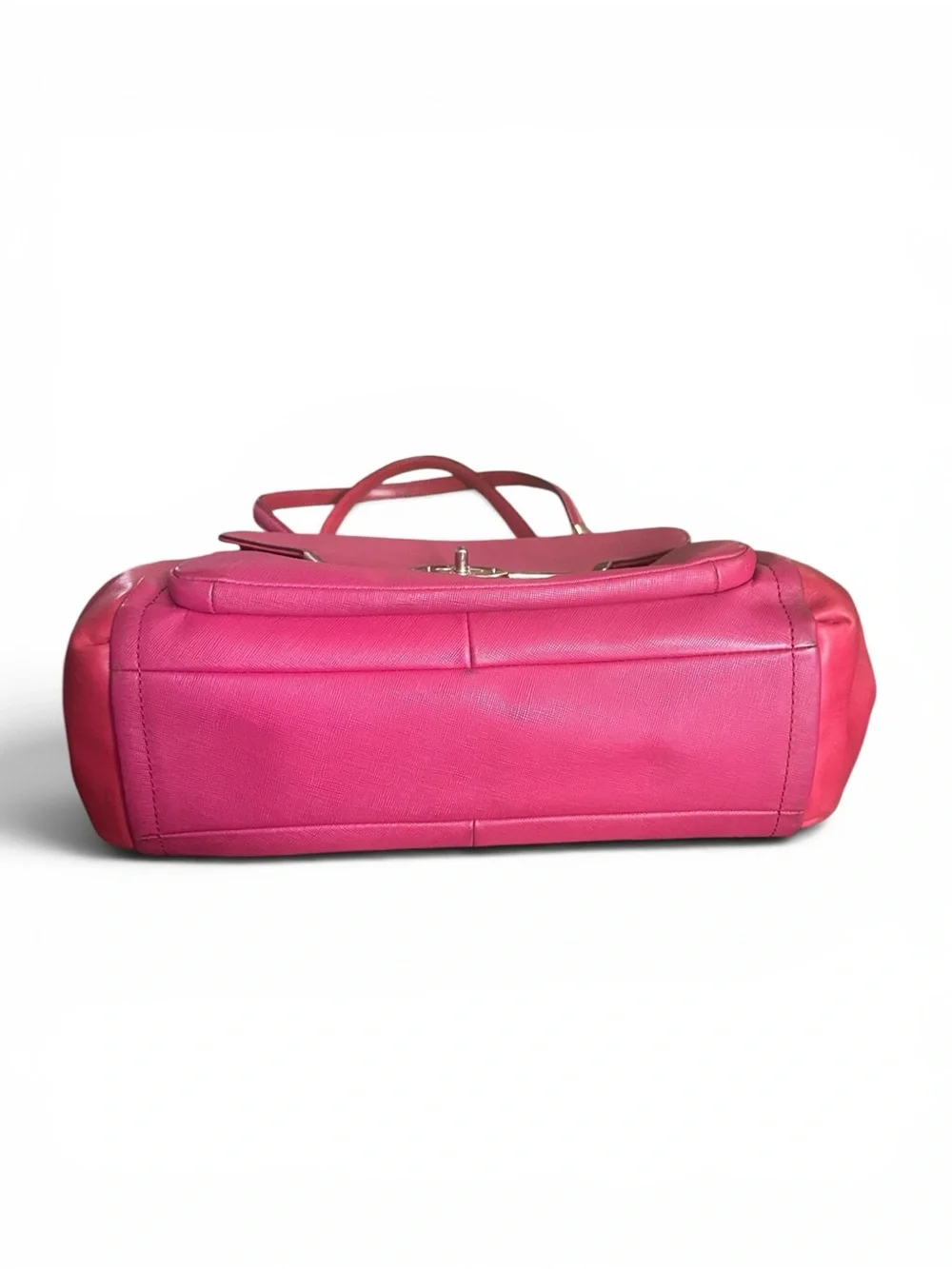 Coach Pink Saffiano Leather Satchel Barbiecore Y2K Shoulder Bag Tote✨